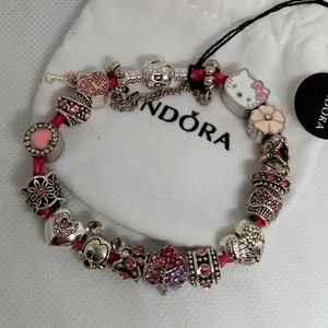 Pandora Bracelet w/ Pink Charms